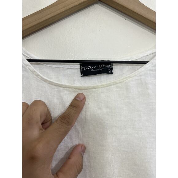 Coastal Rustic Cabincore Boho Cottagecore Linen Top M Italy Prairie Minimalist - Picture 7 of 16